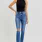 RISEN Jeans | Distressed High Rise Ankle Length Skinny Leg