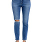 RISEN Jeans | Distressed High Rise Ankle Length Skinny Leg