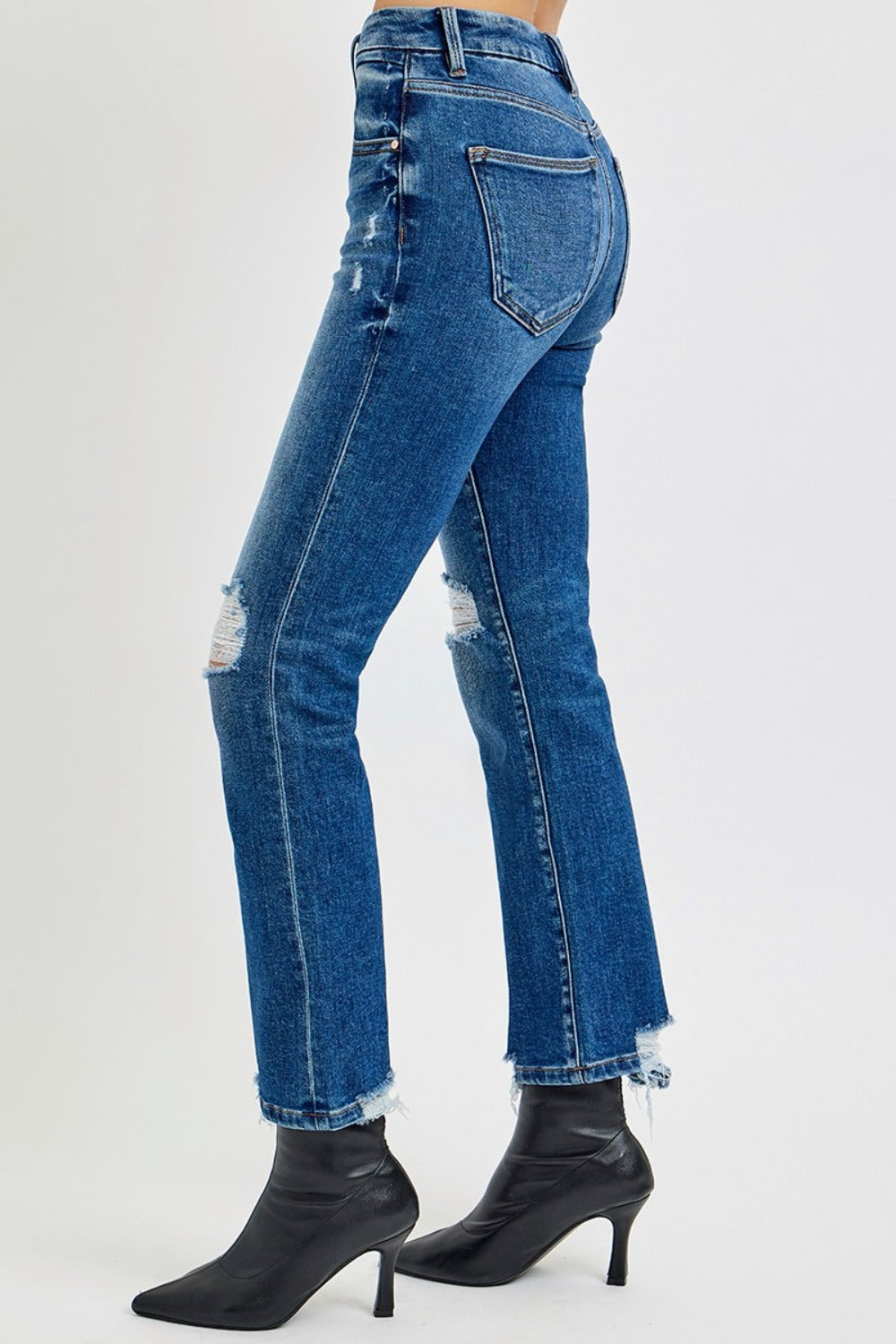 RISEN Jeans | High Rise Distressed Cropped Straight Leg