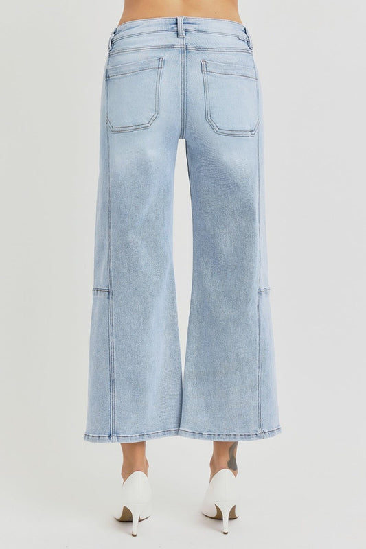 RISEN Jeans | High Rise Seamed Detail Cropped Wide Leg