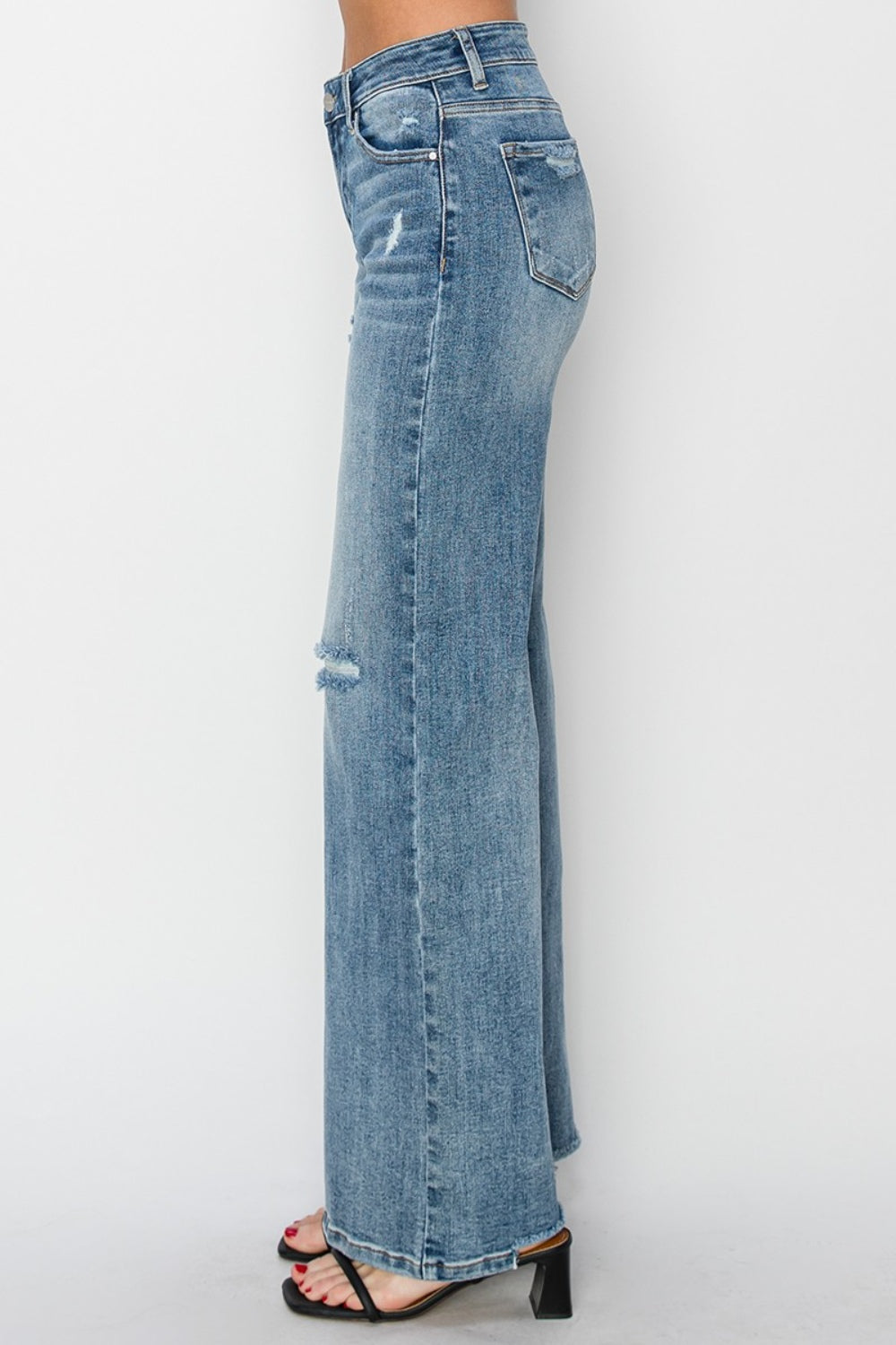 RISEN Jeans | High Waist Distressed Wide Leg