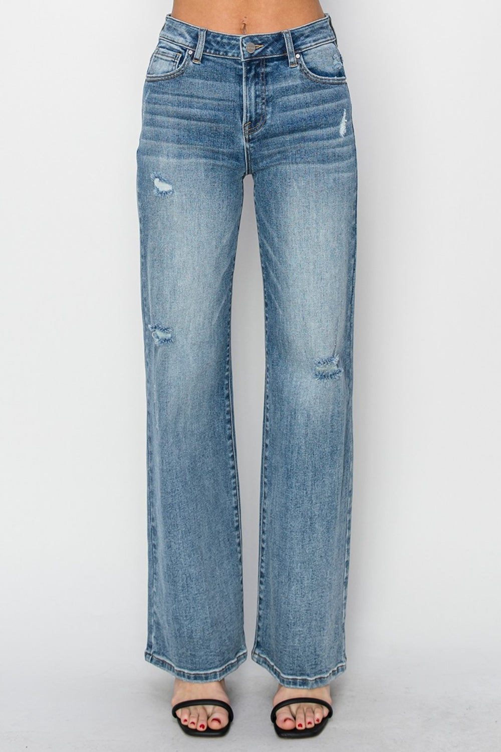 RISEN Jeans | High Waist Distressed Wide Leg