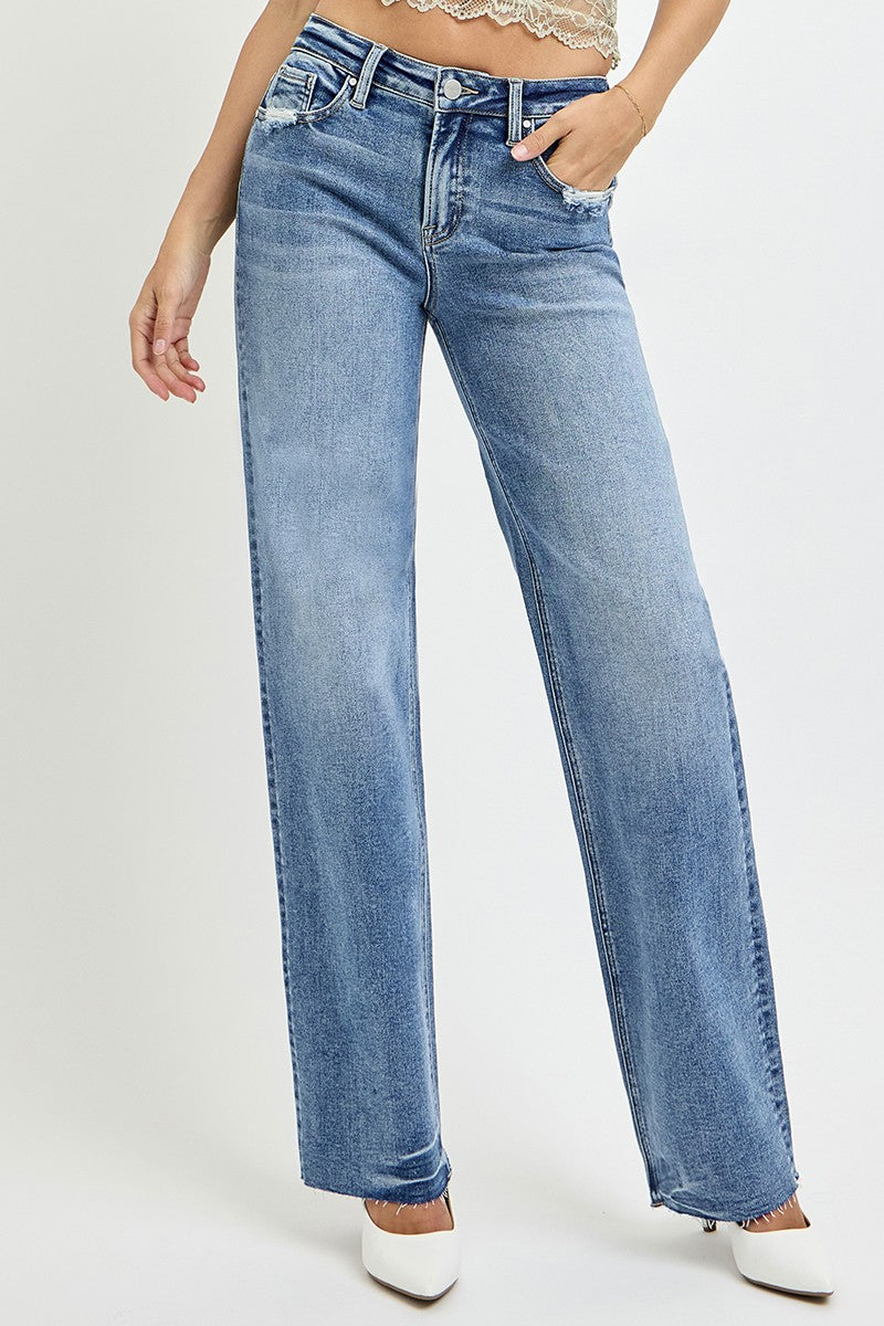 RISEN Jeans | Medium Wash High Rise Straight Leg 