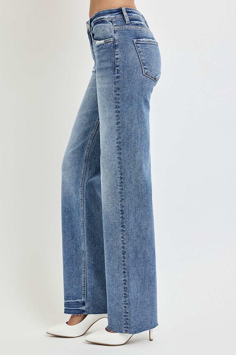 RISEN Jeans | Medium Wash High Rise Straight Leg 