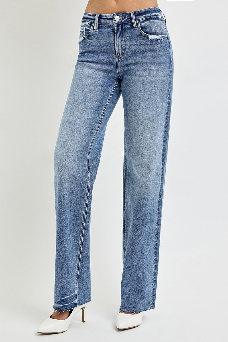 RISEN Jeans | Medium Wash High Rise Straight Leg 