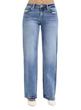 RISEN Jeans | Medium Wash High Rise Straight Leg 