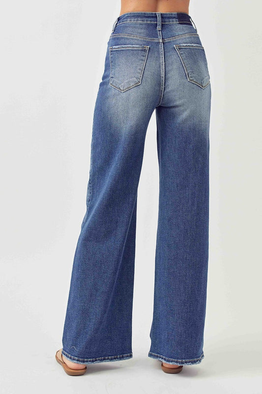 RISEN Jeans | Medium Wash High Rise Wide Leg