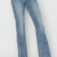 RISEN Mid Rise Bootcut Jeans in a classic blue denim wash, front view.