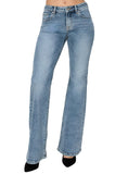 Front view of RISEN Mid Rise Bootcut Jeans showcasing the mid-rise waist and bootcut design.