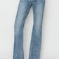 Mid-waist detail of RISEN Mid Rise Bootcut Jeans, showing the comfortable fit.