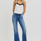 Comfortable RISEN flare jeans with a slightly stretchy fabric blend for ease of movement.
