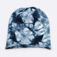 Cotton knit beanie with gray tie dye pattern and classic roll edge

