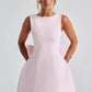 Beautiful pink dress for special occasions with pearl trim

