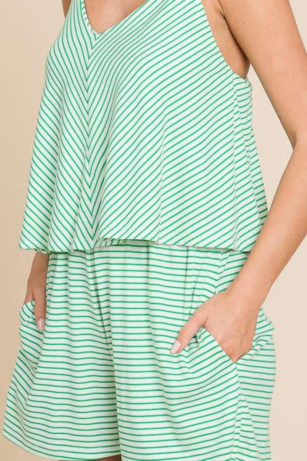 Culture Code Full Size Double Flare Striped Romper - Whimsical Appalachian Boutique