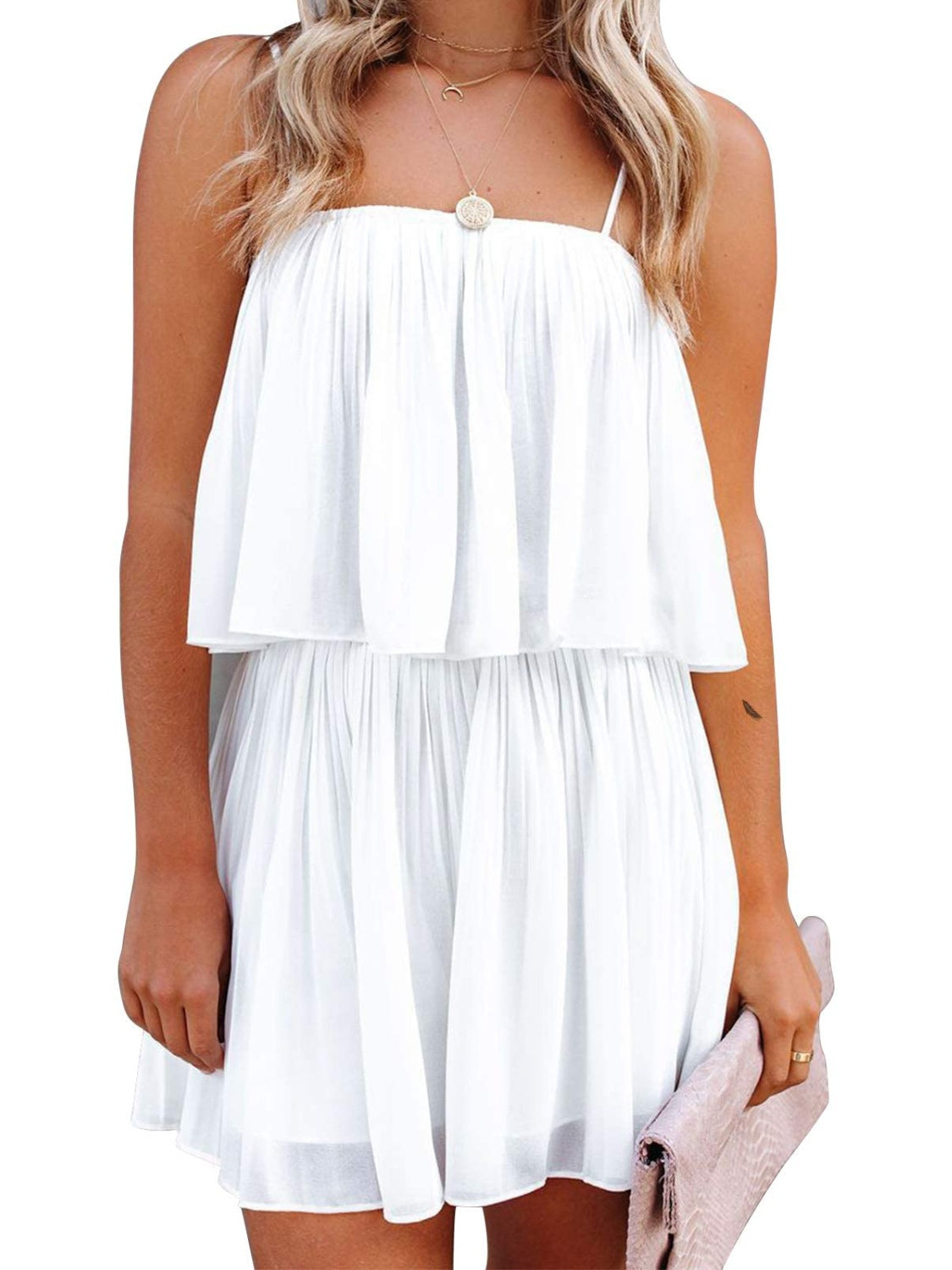 Ruched Spaghetti Strap Ruffle Romper - Whimsical Appalachian Boutique