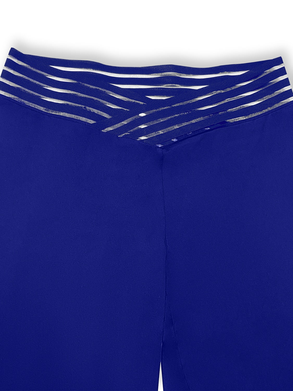 Stylish royal blue bootcut pants with V-waistband for plus size
