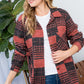 cozy rust plaid flannel shacket, oversized for a relaxed fit
