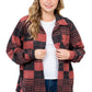 rust color oversized plaid shacket, soft wool-touch fabric
