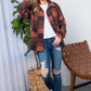 fuzzy rust plaid flannel shacket, perfect for layering in colder weather
