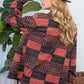 oversized rust plaid shacket with chest pocket for fall
