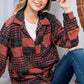 women’s rust plaid button-down shacket, soft and warm
