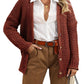 Sandalwood chunky knit cardigan with button-down front, front view