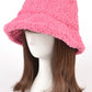 Pink shearling faux fur bucket hat
