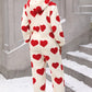 Plush heart-print jumpsuit for women with zip-front design
