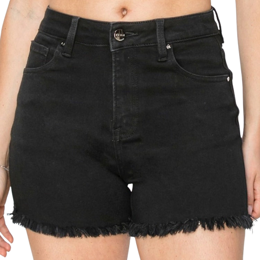 RISEN High Waist Raw Hem Denim Shorts - Whimsical Appalachian Boutique