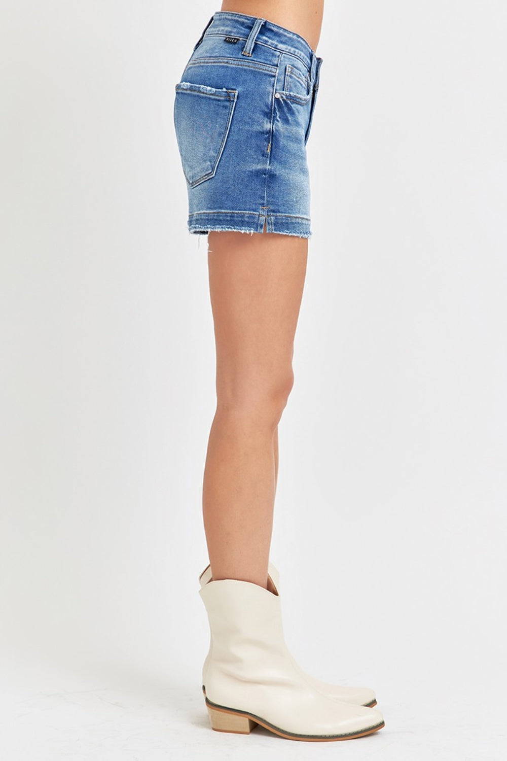 RISEN Low Rise Slit Denim Shorts - Whimsical Appalachian Boutique