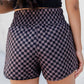 Checkered Elastic Waist Shorts