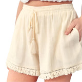 Versatile Linen Fringe Shorts for Casual Outings - Whimsical Appalachian Boutique