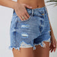 Crisscross Distressed Raw Hem Denim Shorts - Whimsical Appalachian Boutique