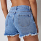 Crisscross Distressed Raw Hem Denim Shorts - Whimsical Appalachian Boutique