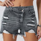 Crisscross Distressed Raw Hem Denim Shorts - Whimsical Appalachian Boutique