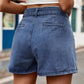 Tie Belt Denim Shorts with Pockets - Whimsical Appalachian Boutique