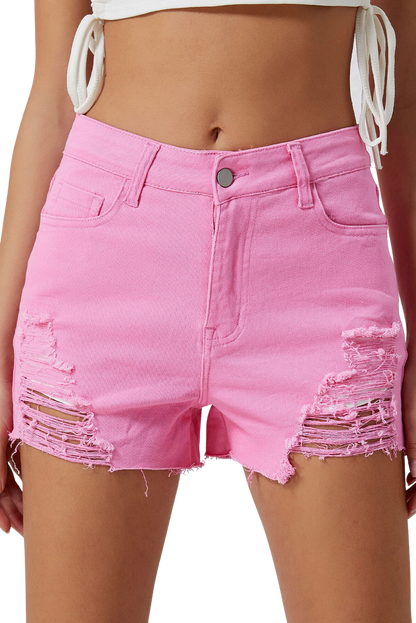 Distressed Leg Pink Denim Shorts - Whimsical Appalachian Boutique