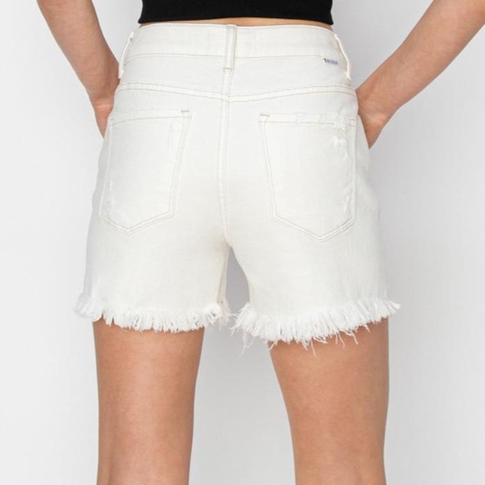 RISEN High Waist Ripped Denim Shorts - Whimsical Appalachian Boutique