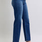 Women's trendy straight-leg jeans with side seam accents
