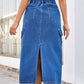 Slit Midi Denim Skirt with Pockets - Whimsical Appalachian Boutique