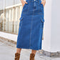 Slit Midi Denim Skirt with Pockets - Whimsical Appalachian Boutique