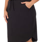 Plus Size Knee Length Drawstring Skirt in Black and Gray