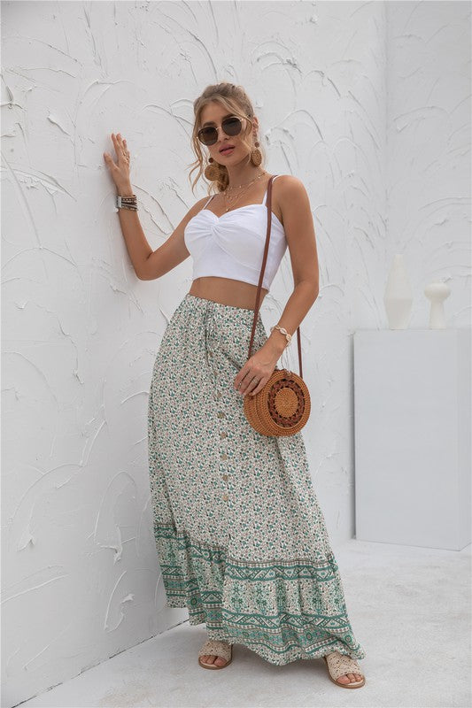 Boho Chic Print Maxi Skirt - Whimsical Appalachian Boutique