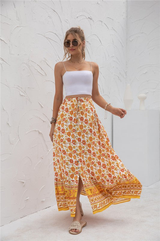 Boho Chic Print Maxi Skirt