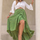 High-Low Boho Style Plus Size Midi Skirt