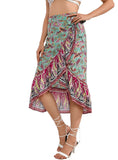 Bohemian-Style Flounce Hem Midi Skirt