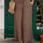 Brown smocked wide-leg pants for comfortable style