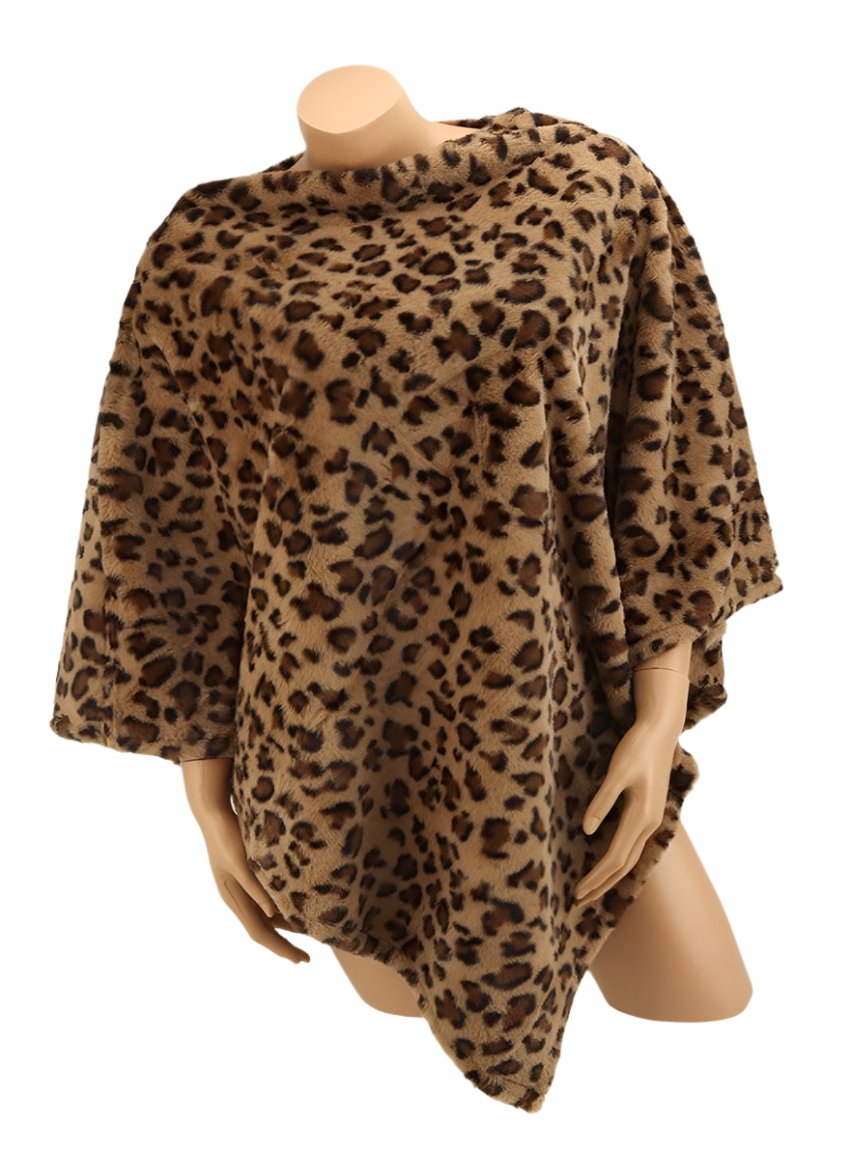 fashion-forward fuzzy poncho in leopard print
