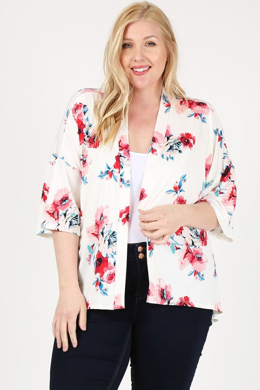 Lightweight ivory cardigan with beautiful floral design