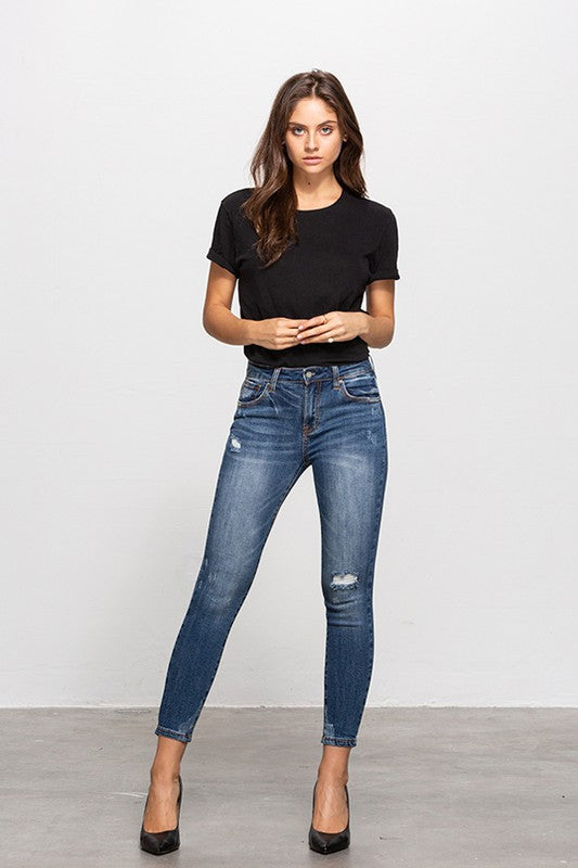 Soft and stretchy denim Insane Gene mid-rise ankle skinny jeans for all-day comfort.